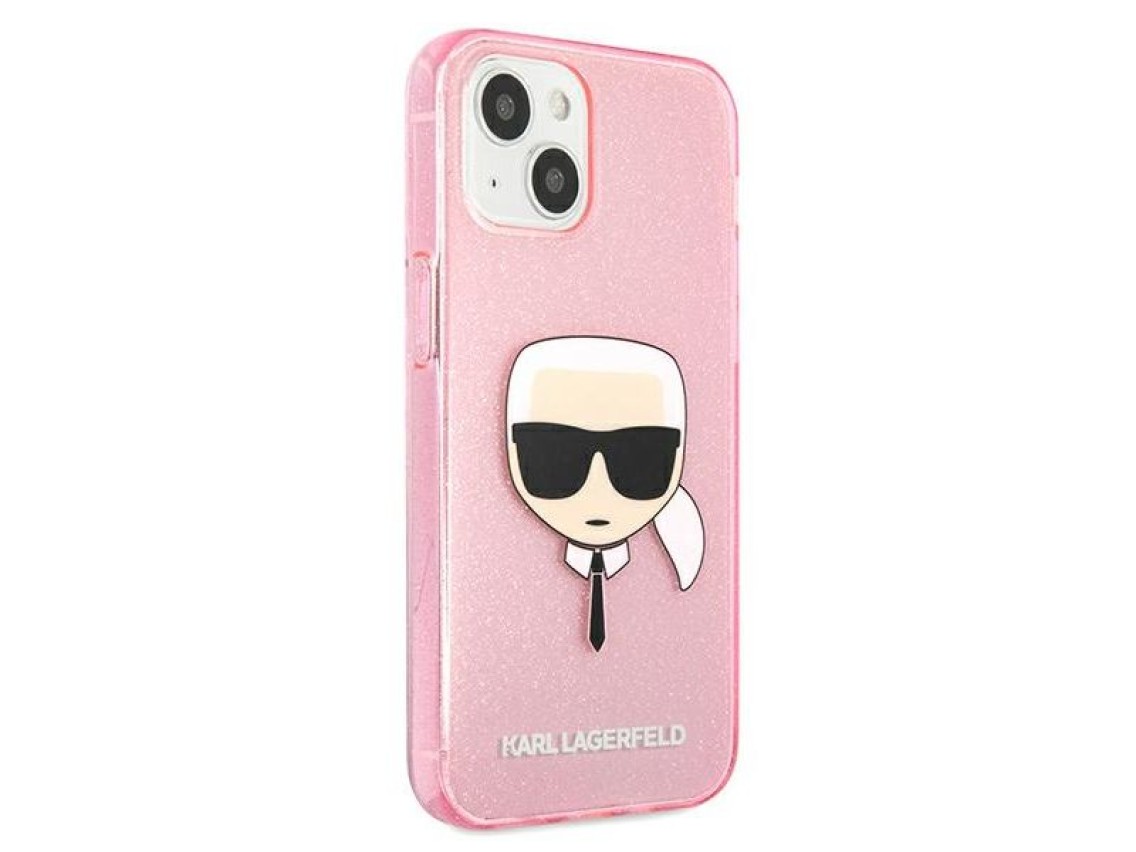 Karl Lagerfeld Glitter Karl's Head Case for iPhone 13 mini - Pink