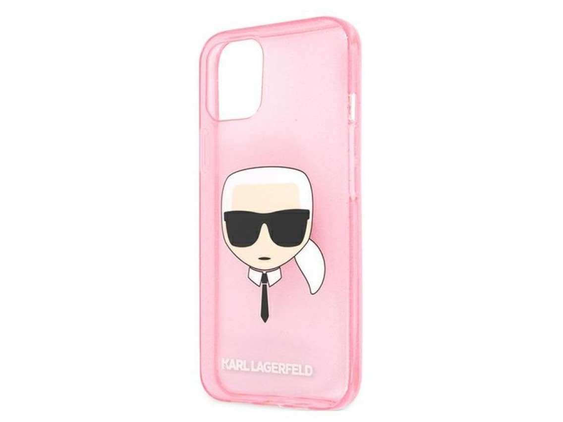 Karl Lagerfeld Glitter Karl's Head Case for iPhone 13 mini - Pink