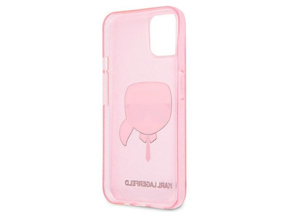 Karl Lagerfeld Glitter Karl's Head Case for iPhone 13 mini - Pink
