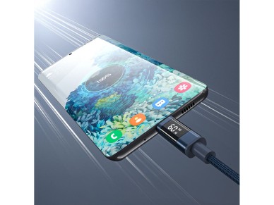 Choetech XCC-1068 PD 60W USB-C - USB-C Cable with Display 1.2 m - Blue Choetech XCC-1068 PD 60W USB-C - USB-C Cable with Display 1.2 m - Blue