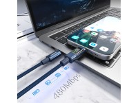 Choetech XCC-1068 PD 60W USB-C - USB-C Cable with Display 1.2 m - Blue Choetech XCC-1068 PD 60W USB-C - USB-C Cable with Display 1.2 m - Blue