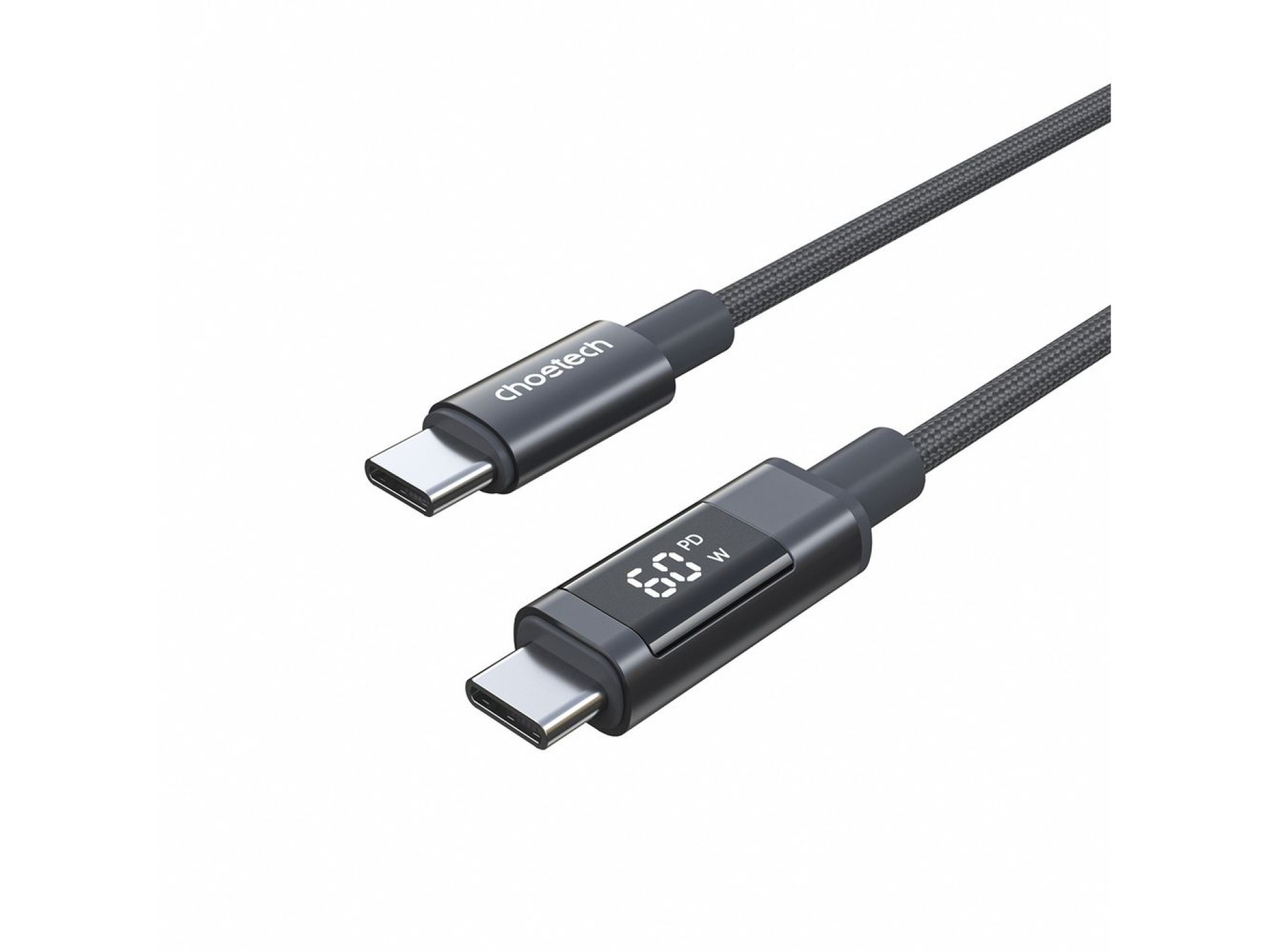 Choetech XCC-1068 PD 60W USB-C - Cable USB-C con pantalla de 1,2 m - Negro