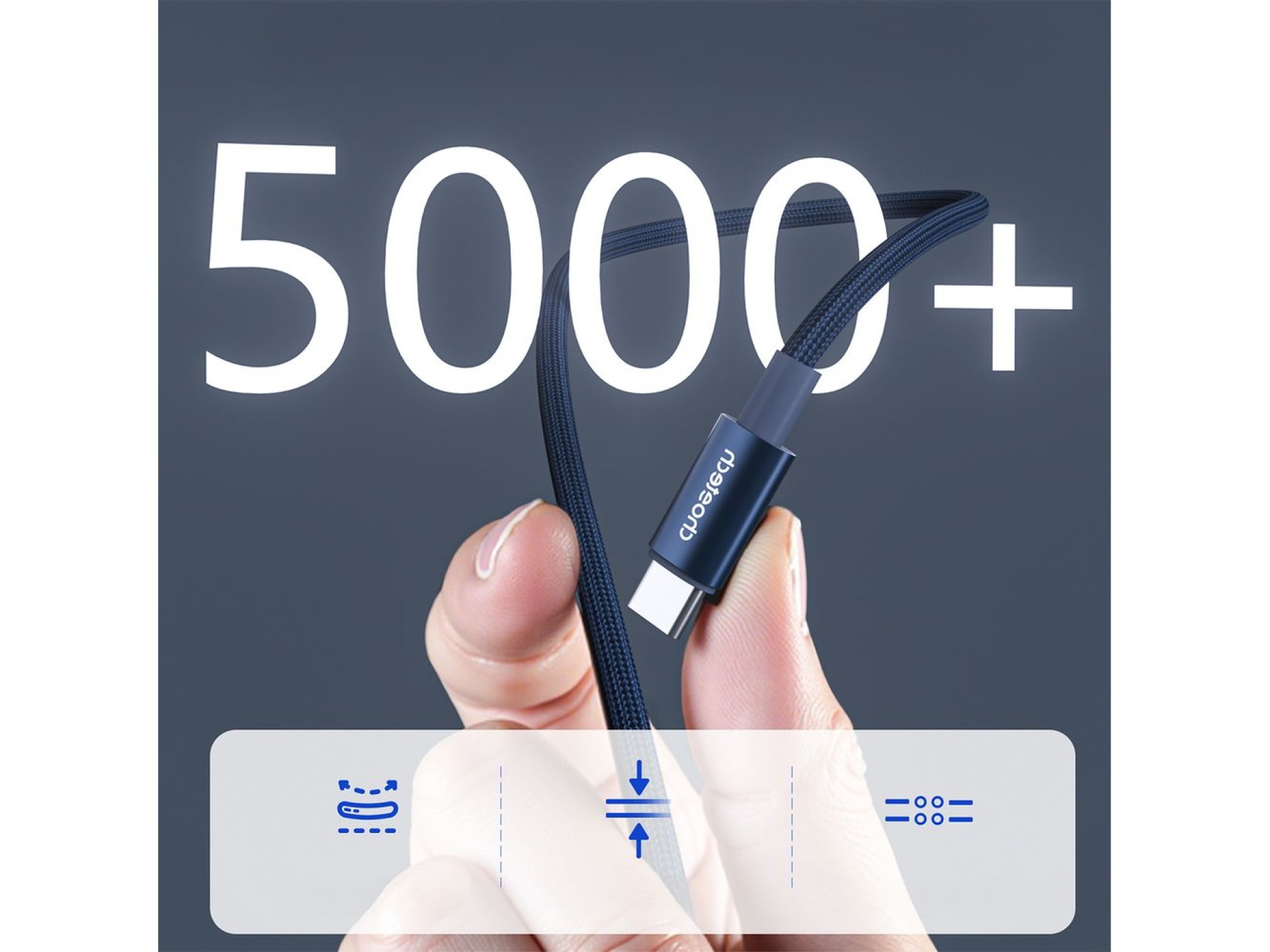 Choetech XCC-1068 PD 60W USB-C - USB-C Cable with Display 1.2 m - Blue