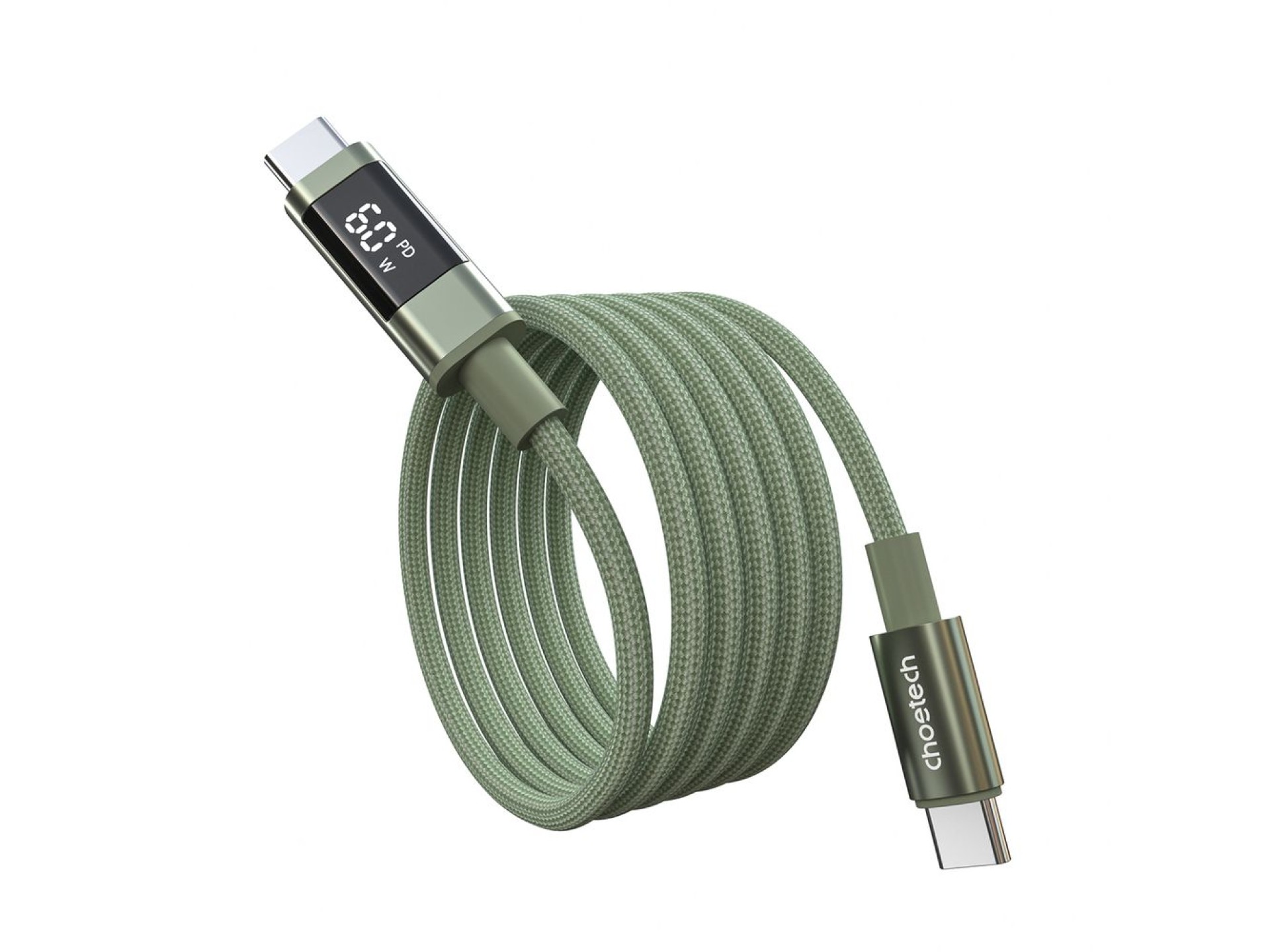 Choetech XCC-1068 PD 60W USB-C - Cabo USB-C com Display de 1,2 m - Verde
