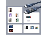 Choetech XCC-1068 PD 60W USB-C - USB-C Cable with Display 1.2 m - Blue Choetech XCC-1068 PD 60W USB-C - USB-C Cable with Display 1.2 m - Blue