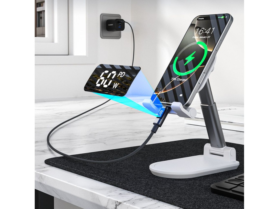 Choetech XCC-1068 PD 60W USB-C - Cable USB-C con pantalla de 1,2 m - Negro
