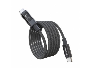 Choetech XCC-1068 PD 60W USB-C - USB-C Cable with Display 1.2 m - Black Choetech XCC-1068 PD 60W USB-C - USB-C Cable with Display 1.2 m - Black
