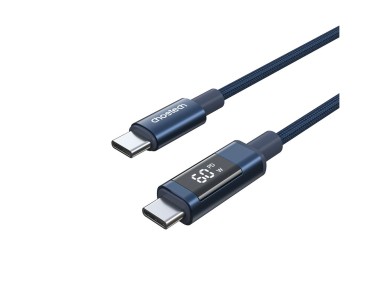 Choetech XCC-1068 PD 60W USB-C - USB-C Cable with Display 1.2 m - Blue Choetech XCC-1068 PD 60W USB-C - USB-C Cable with Display 1.2 m - Blue