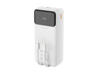 Dudao K15Max 30000mAh PD 22.5W Powerbank with USB-C and Lightning Cables - White