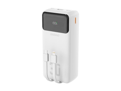 Dudao K15Max 30000mAh PD 22.5W Powerbank with USB-C and Lightning Cables - White