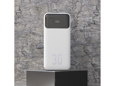Dudao K15Max 30000mAh PD 22.5W Powerbank with USB-C and Lightning Cables - White