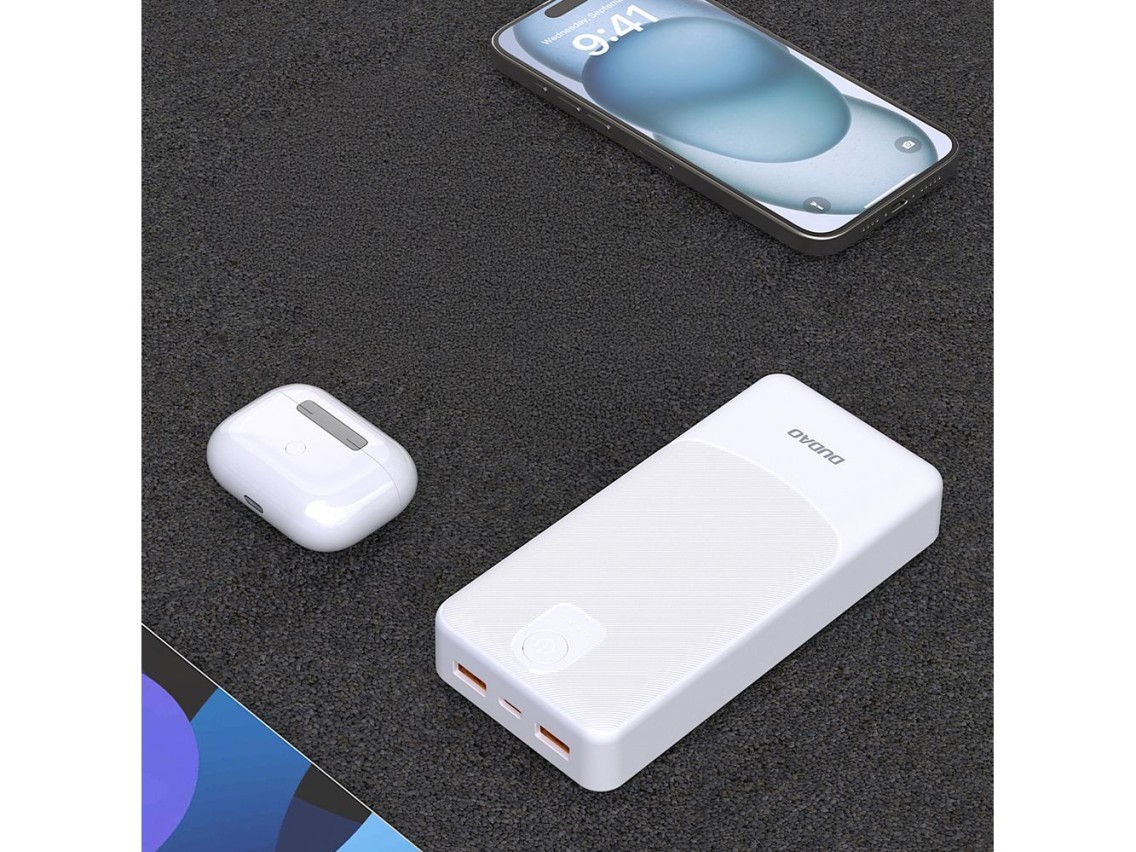 Batería externa Dudao K10Pro 2.4A 20000mAh 2 x USB-A - Blanca