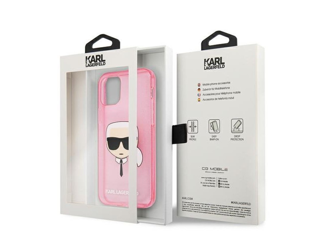 Karl Lagerfeld Glitter Karl's Head Case for iPhone 13 mini - Pink