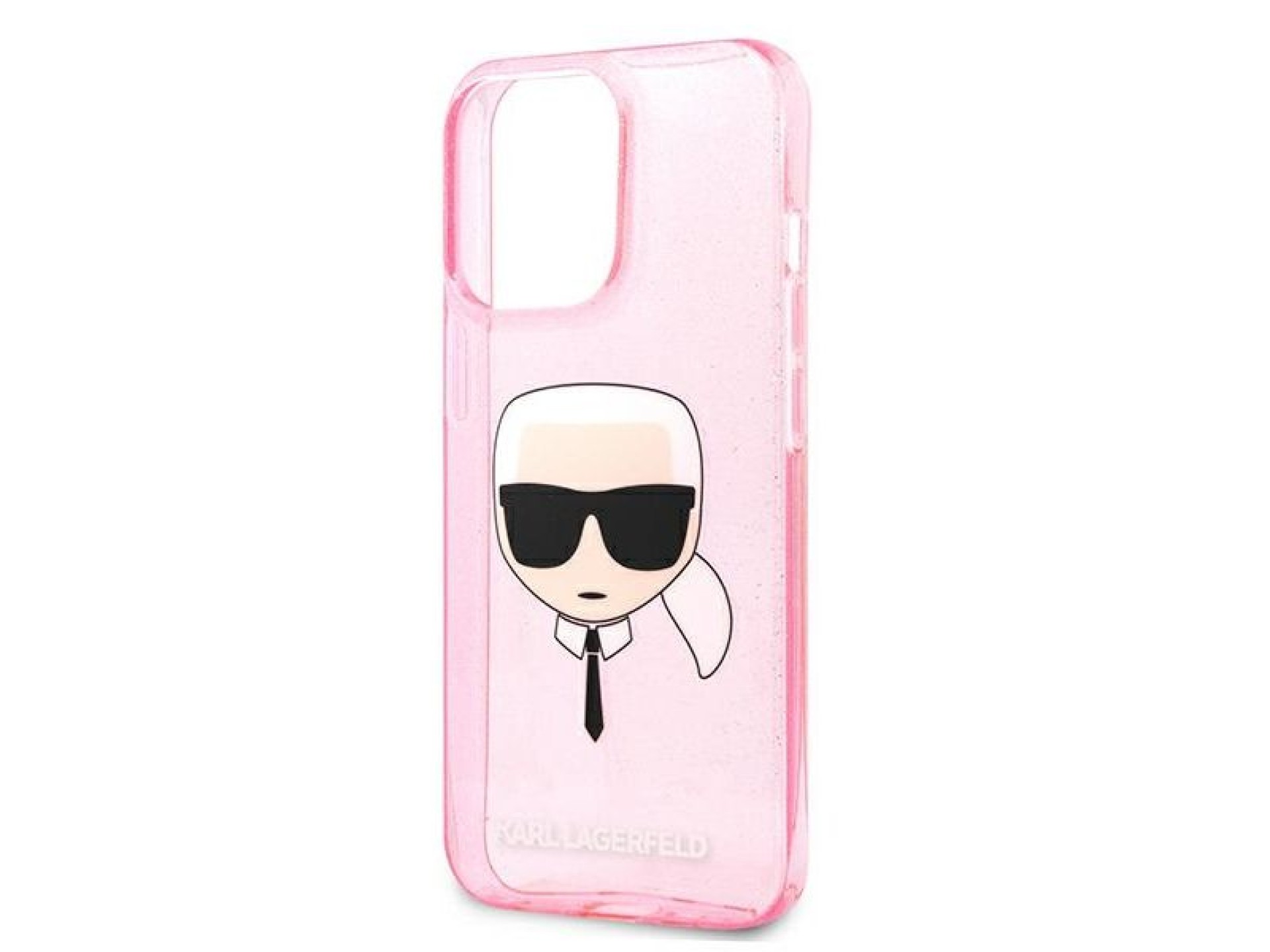 Funda con purpurina Karl's Head de Karl Lagerfeld para iPhone 13 Pro Max - Rosa
