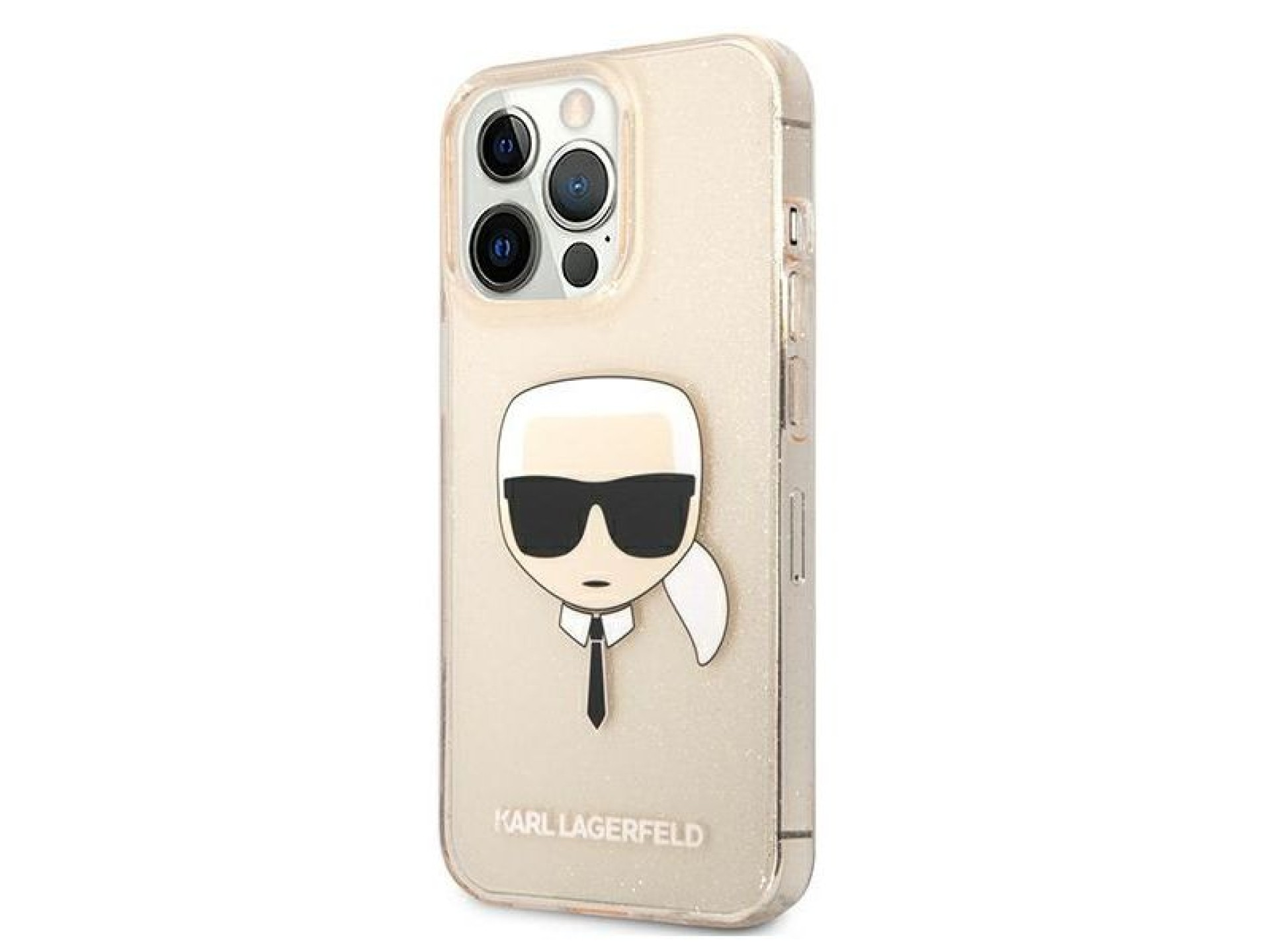 Capa Karl Lagerfeld Glitter Karl's Head para iPhone 13 Pro / iPhone 13 - Dourada