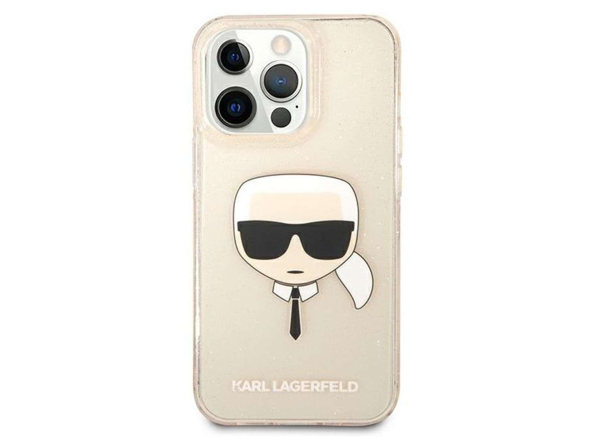Capa Karl Lagerfeld Glitter Karl's Head para iPhone 13 Pro / iPhone 13 - Dourada