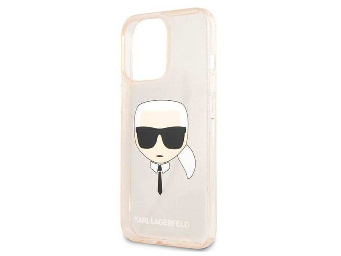 Capa Karl Lagerfeld Glitter Karl's Head para iPhone 13 Pro / iPhone 13 - Dourada
