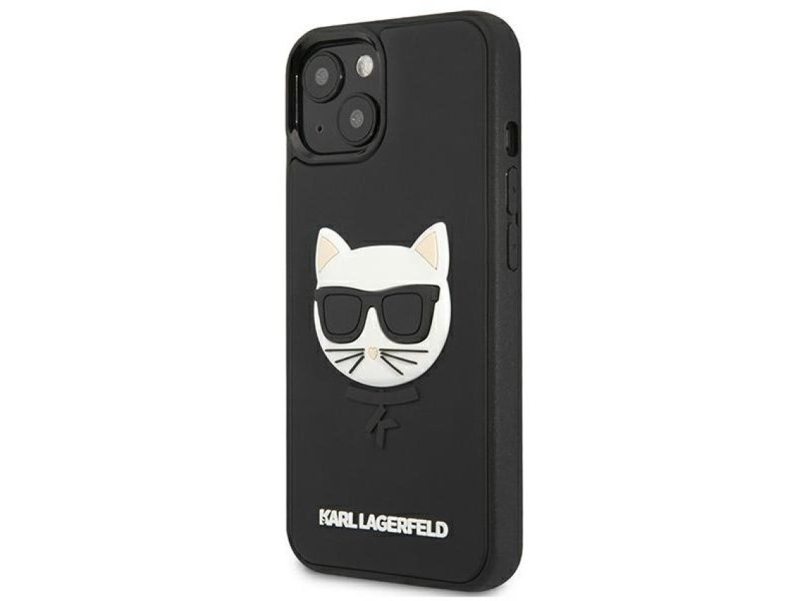 Funda de goma 3D Karl Lagerfeld Choupette para iPhone 13 mini - Negra