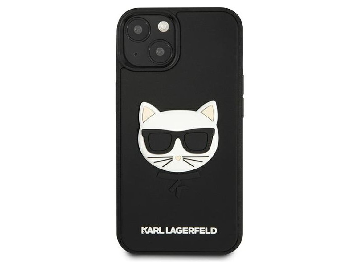 Funda de goma 3D Karl Lagerfeld Choupette para iPhone 13 mini - Negra