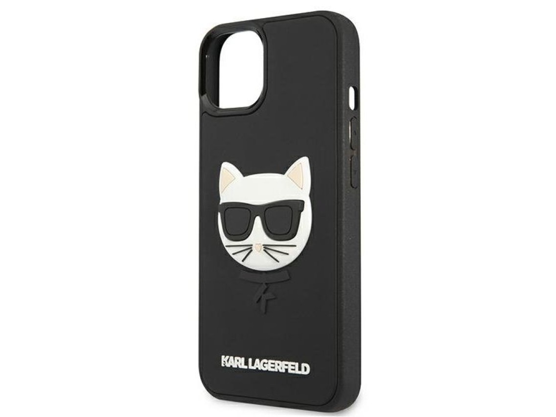 Funda de goma 3D Karl Lagerfeld Choupette para iPhone 13 mini - Negra