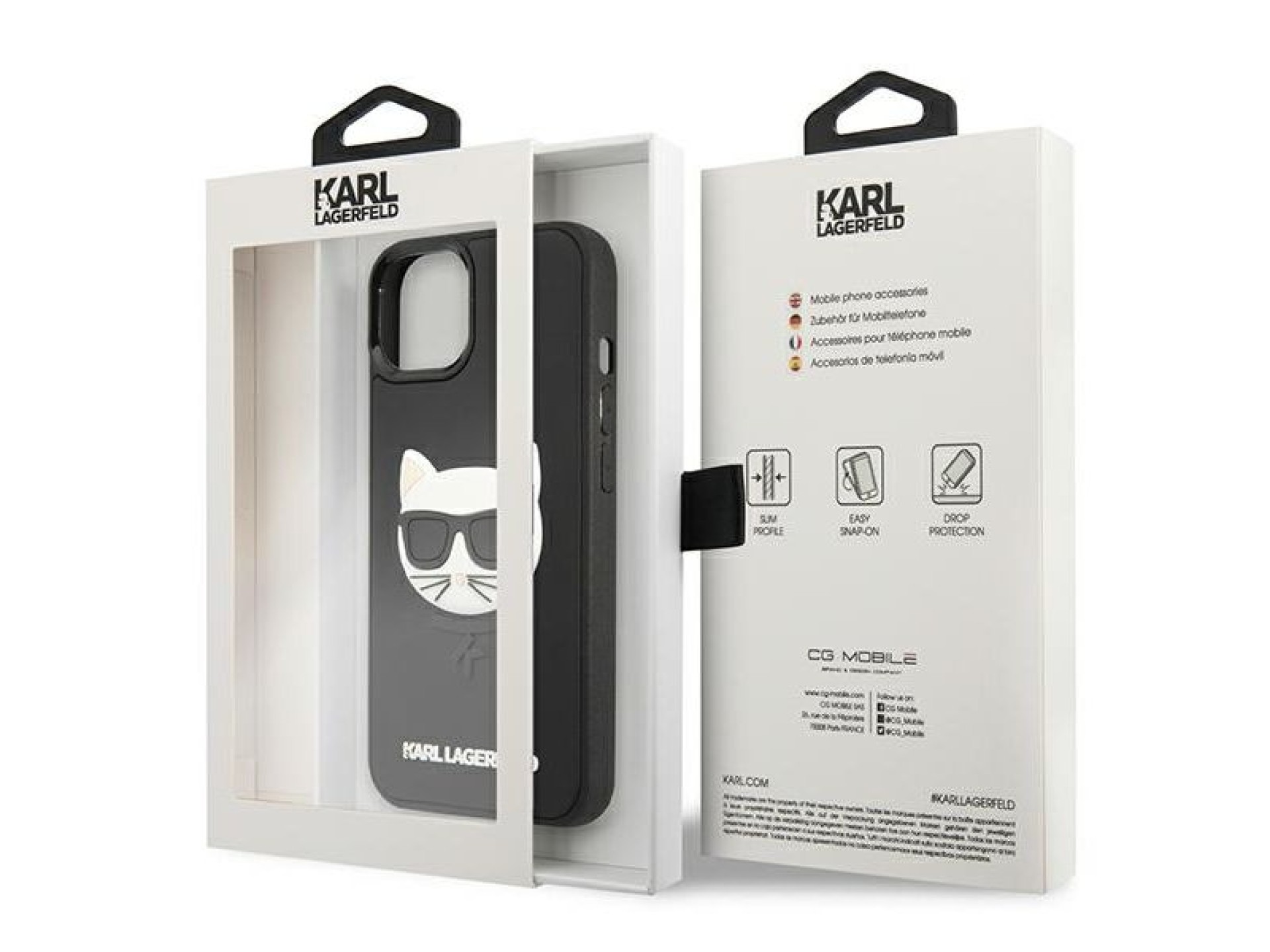 Funda de goma 3D Karl Lagerfeld Choupette para iPhone 13 mini - Negra