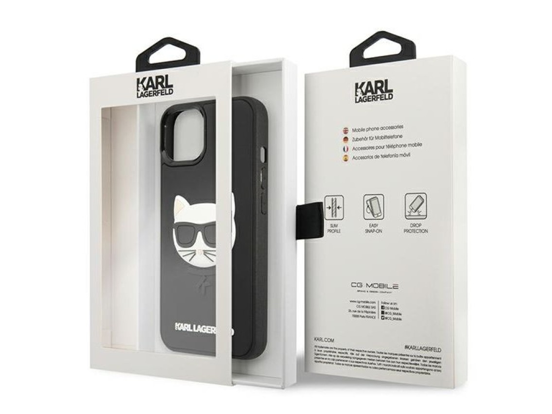 Funda de goma 3D Karl Lagerfeld Choupette para iPhone 13 mini - Negra