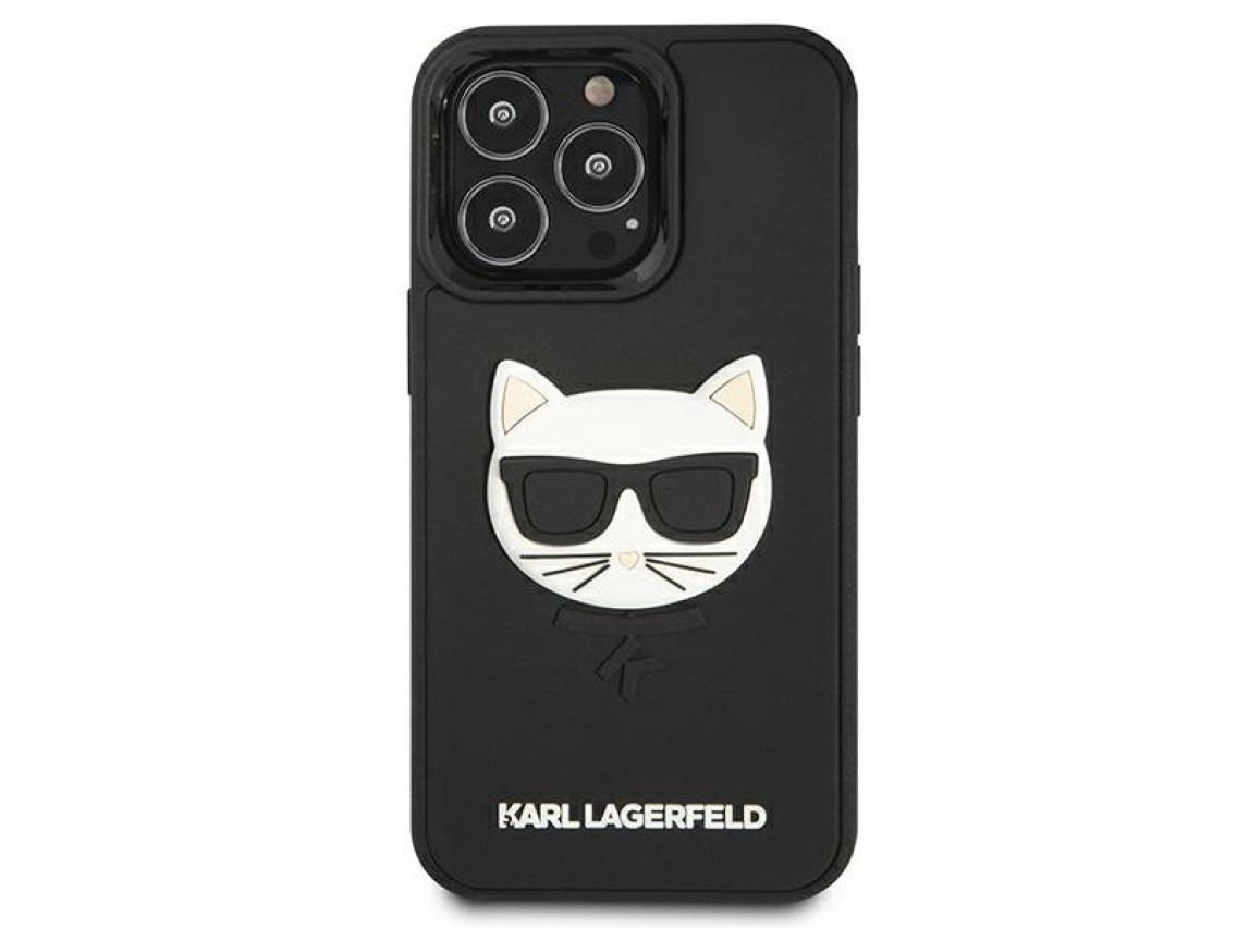 Capa de borracha 3D Choupette de Karl Lagerfeld para iPhone 13 Pro / iPhone 13 - Preta
