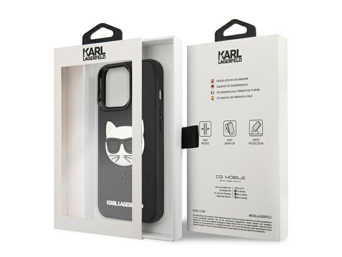 Capa de borracha 3D Choupette de Karl Lagerfeld para iPhone 13 Pro / iPhone 13 - Preta
