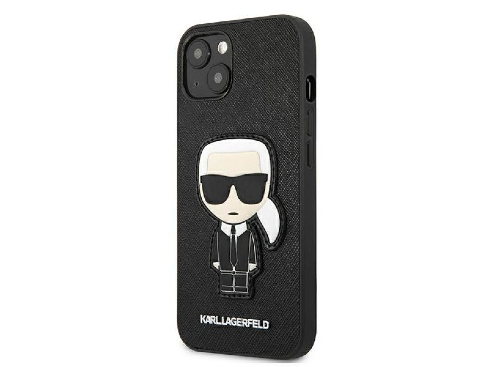 Funda Karl Lagerfeld Saffiano Ikonik Karl's Patch para iPhone 13 mini - Negra