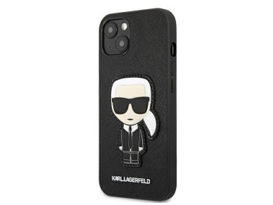 Karl Lagerfeld Saffiano Ikonik Karl's Patch Case for iPhone 13 mini - Black Karl Lagerfeld Saffiano Ikonik Karl's Patch Case for iPhone 13 mini - Black