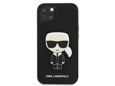 Karl Lagerfeld Saffiano Ikonik Karl's Patch Case for iPhone 13 mini - Black Karl Lagerfeld Saffiano Ikonik Karl's Patch Case for iPhone 13 mini - Black
