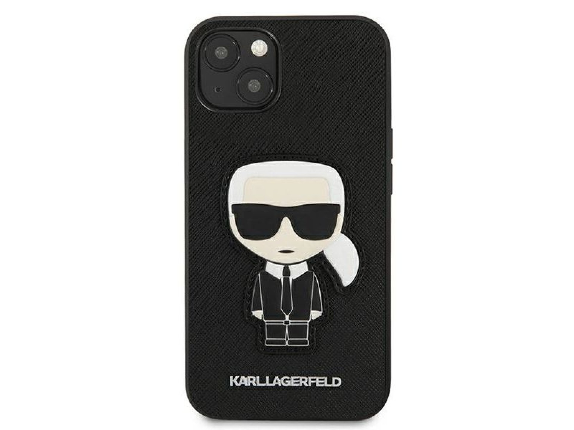 Funda Karl Lagerfeld Saffiano Ikonik Karl's Patch para iPhone 13 mini - Negra