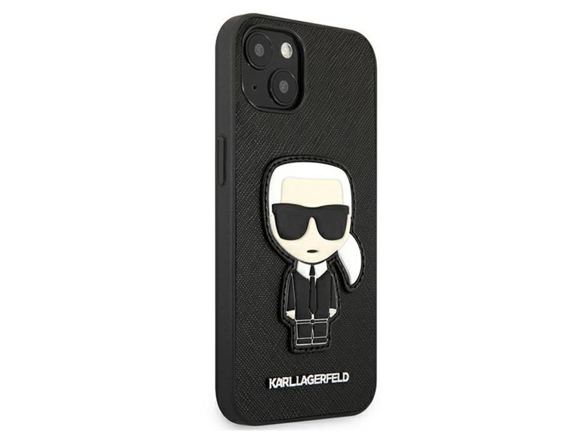 Funda Karl Lagerfeld Saffiano Ikonik Karl's Patch para iPhone 13 mini - Negra