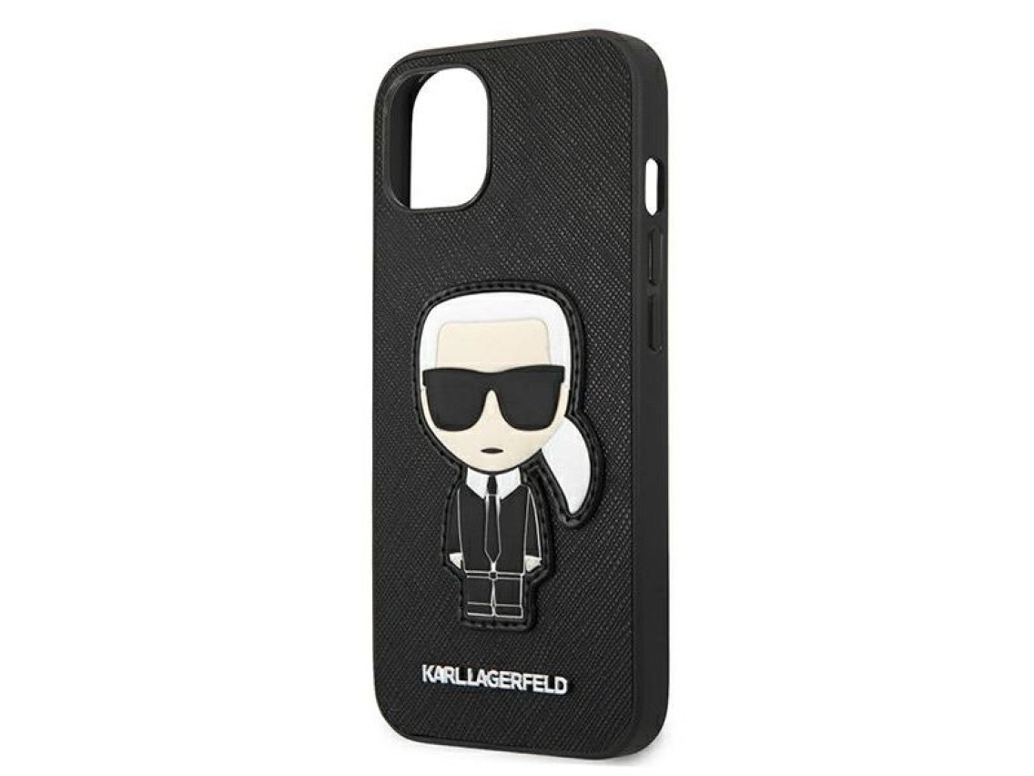 Funda Karl Lagerfeld Saffiano Ikonik Karl's Patch para iPhone 13 mini - Negra