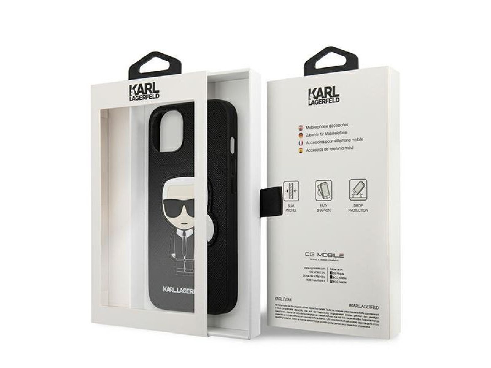 Funda Karl Lagerfeld Saffiano Ikonik Karl's Patch para iPhone 13 mini - Negra