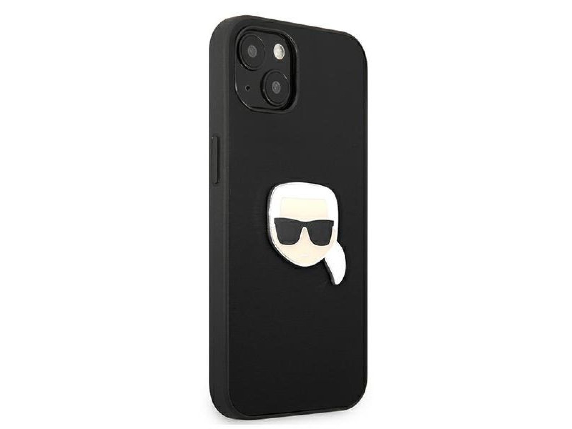 Karl Lagerfeld Leather Ikonik Karl's Head Metal Case for iPhone 13 mini - Black