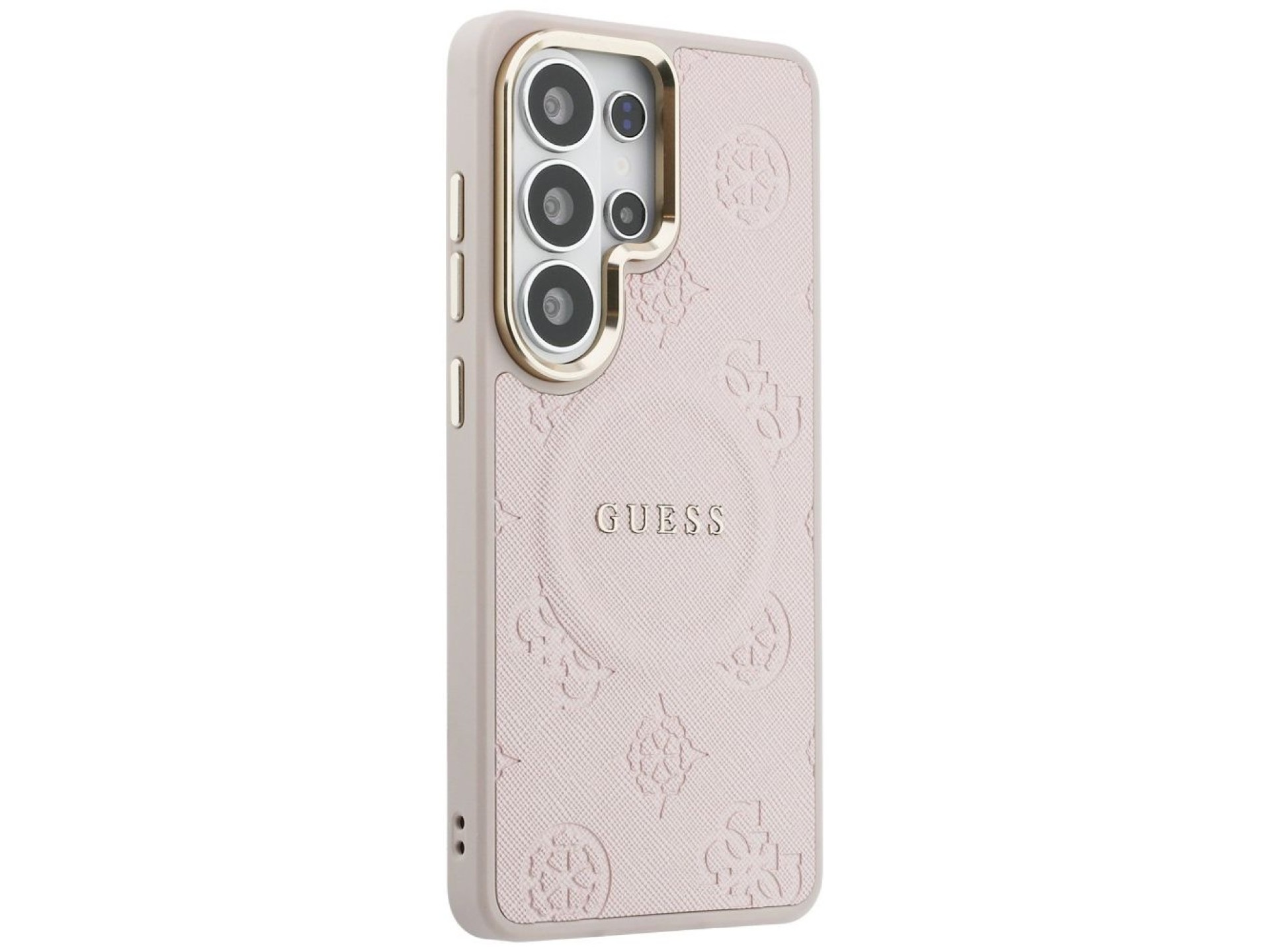 Guess Saffiano Peony Embossed Ring MagSafe Case for Samsung Galaxy S26 Ultra - Pink