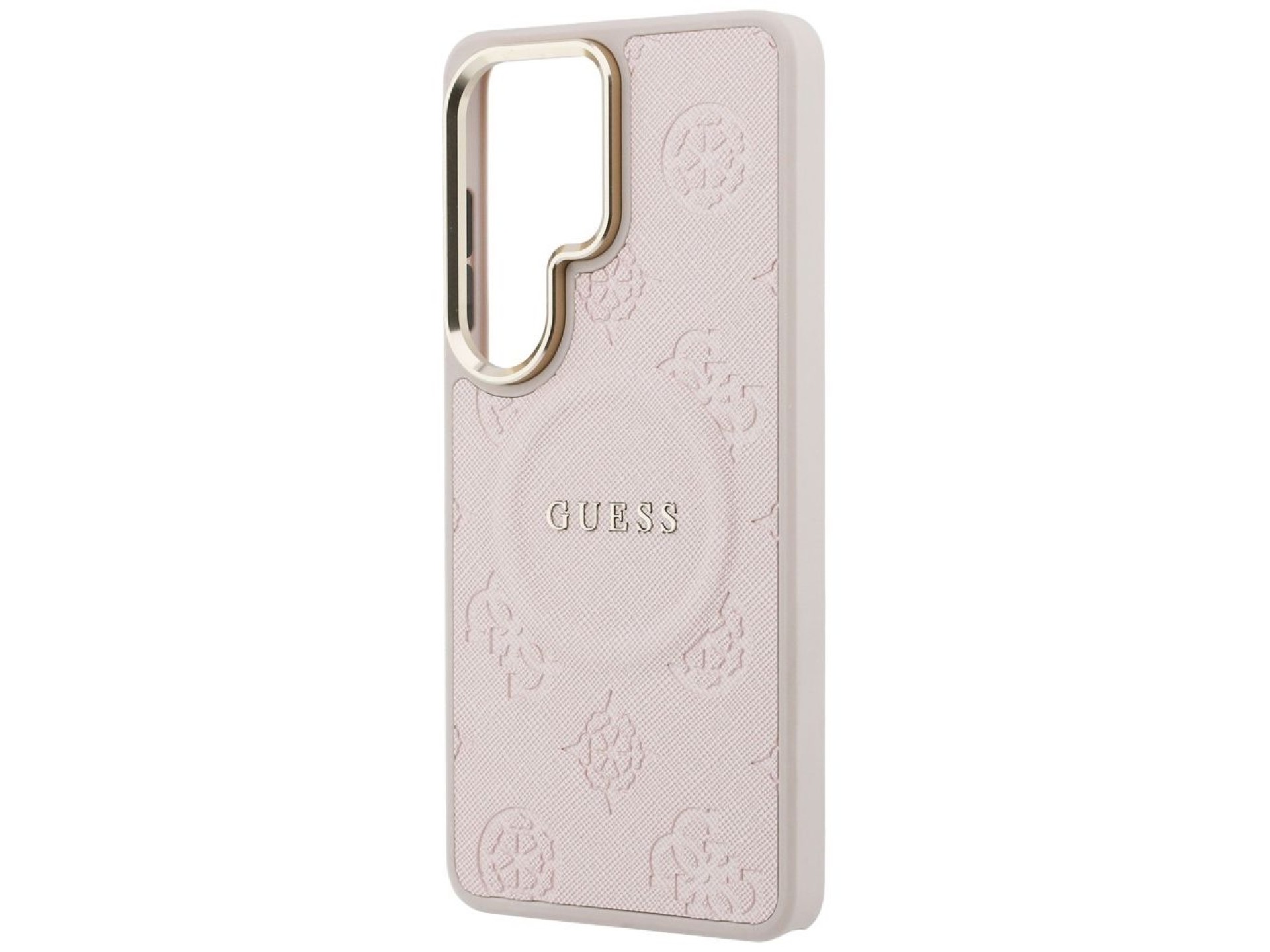 Guess Saffiano Peony Embossed Ring MagSafe Case for Samsung Galaxy S26 Ultra - Pink