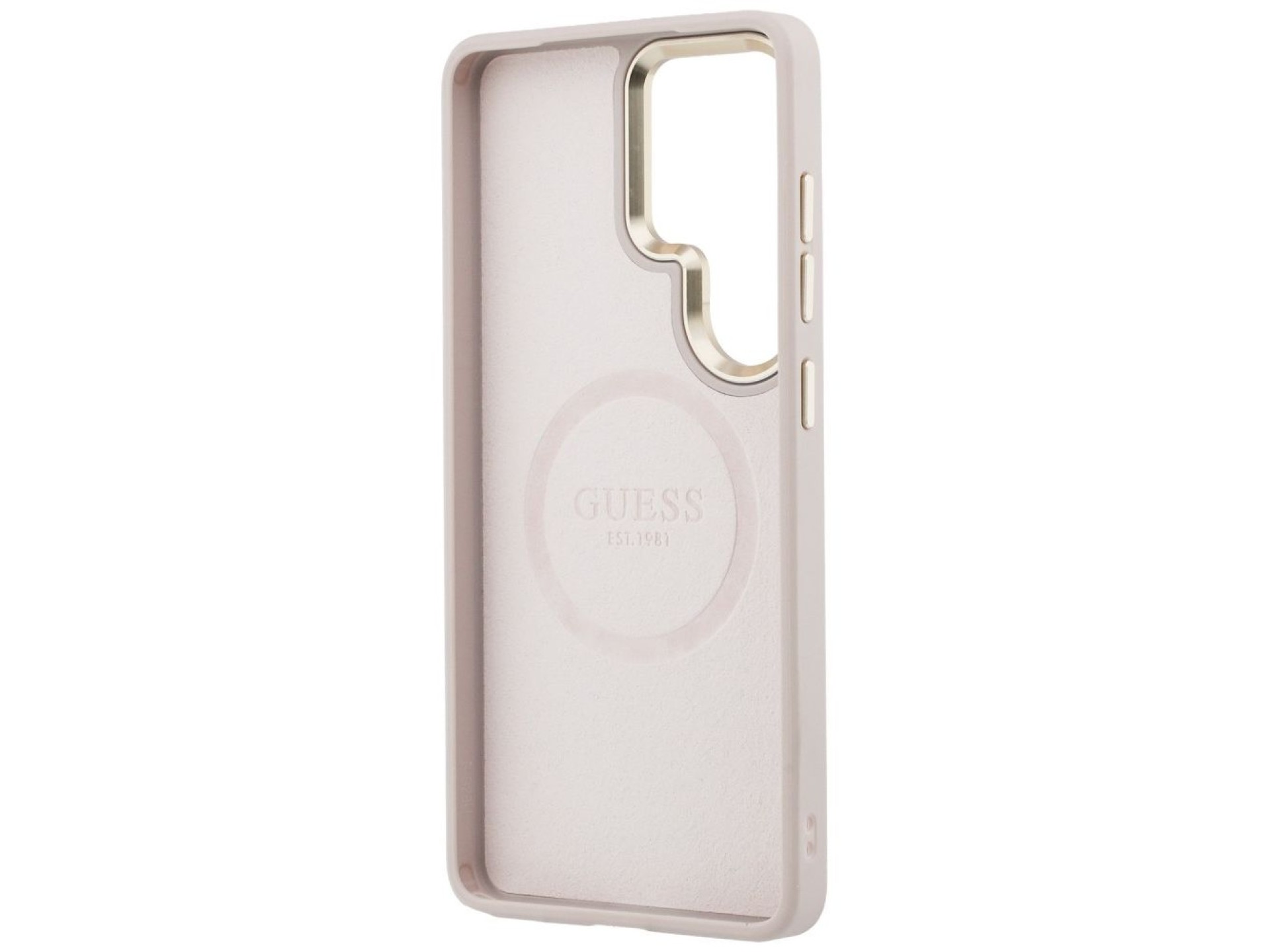 Guess Saffiano Peony Embossed Ring MagSafe Case for Samsung Galaxy S26 Ultra - Pink