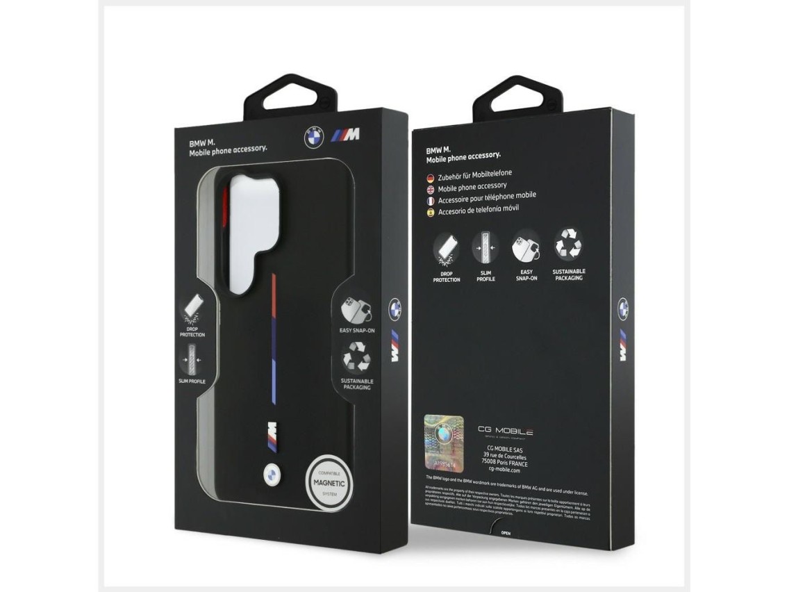 BMW M Silicone Tricolor Line MagSafe Case for Samsung Galaxy S26 Ultra - Black