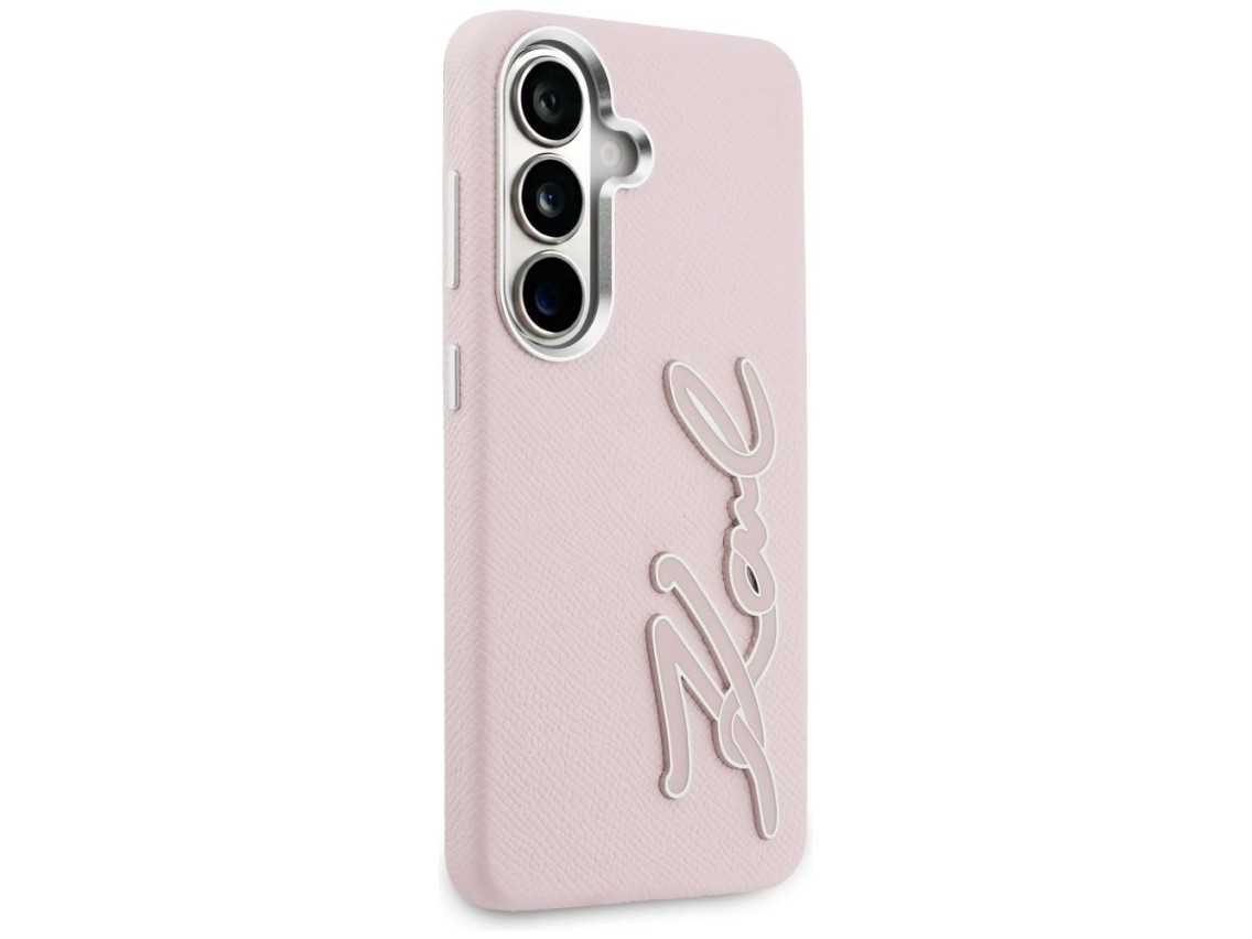 Funda con logotipo de resina metálica texturizada Karl Lagerfeld para Samsung Galaxy S26 - Rosa