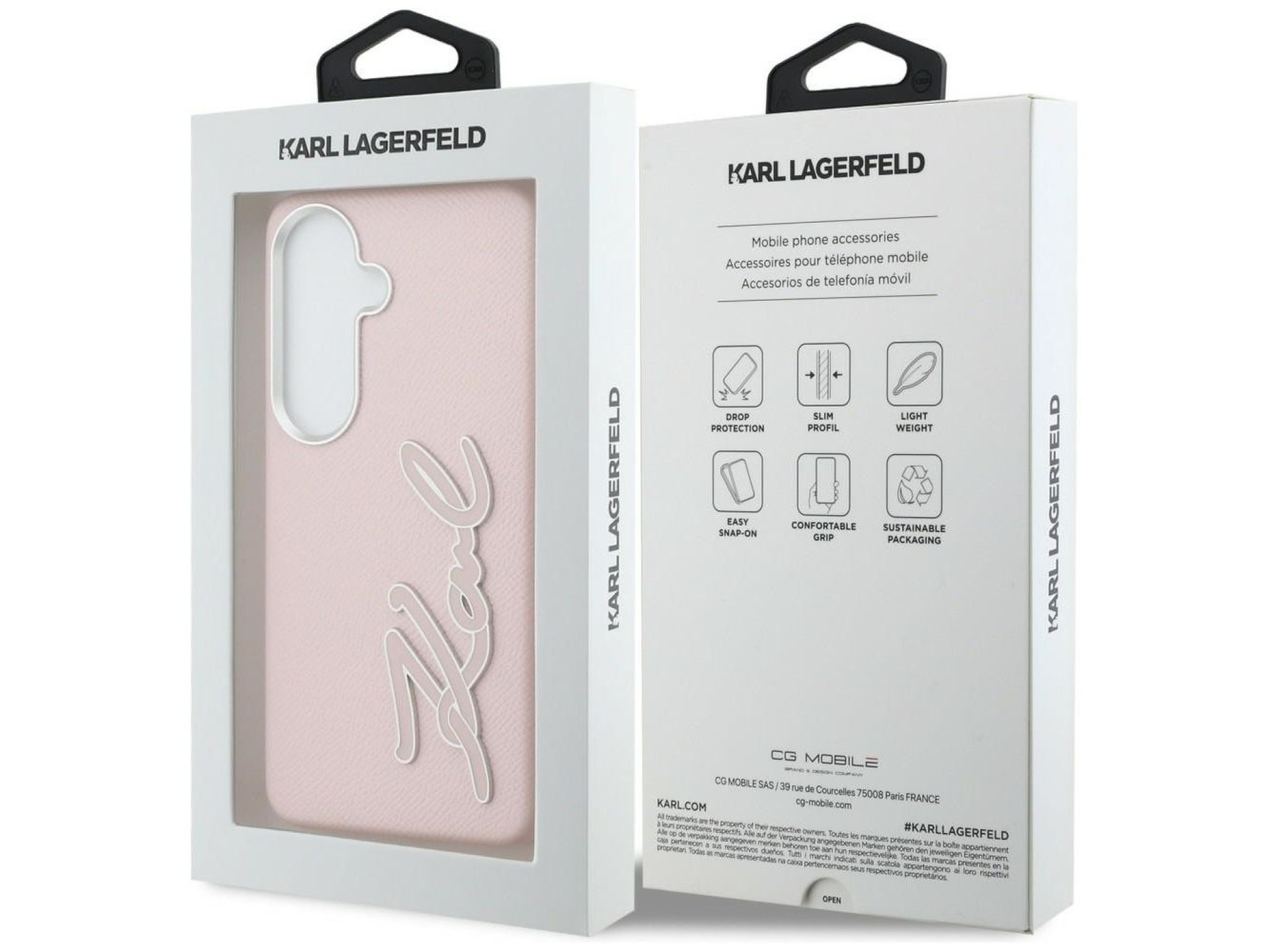Funda con logotipo de resina metálica texturizada Karl Lagerfeld para Samsung Galaxy S26 - Rosa