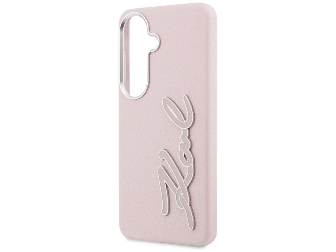 Funda con logotipo de resina metálica texturizada Karl Lagerfeld para Samsung Galaxy S26 - Rosa