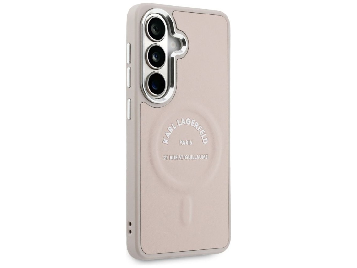 Funda MagSafe con anillo en relieve y logotipo RSG de Karl Lagerfeld para Samsung Galaxy S26+ - Rosa
