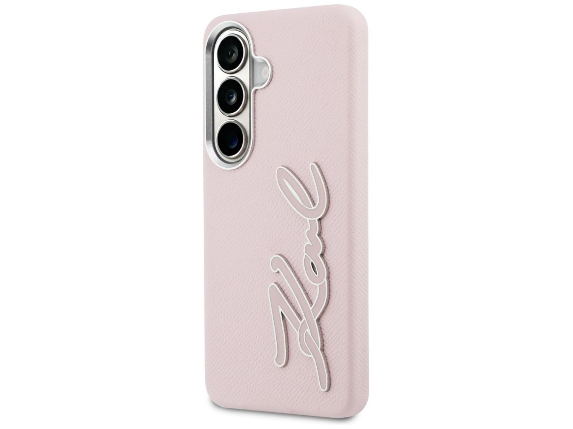 Funda con logotipo de resina metálica texturizada Karl Lagerfeld para Samsung Galaxy S26 - Rosa