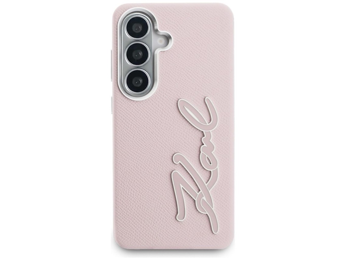 Funda con logotipo de resina metálica texturizada Karl Lagerfeld para Samsung Galaxy S26 - Rosa