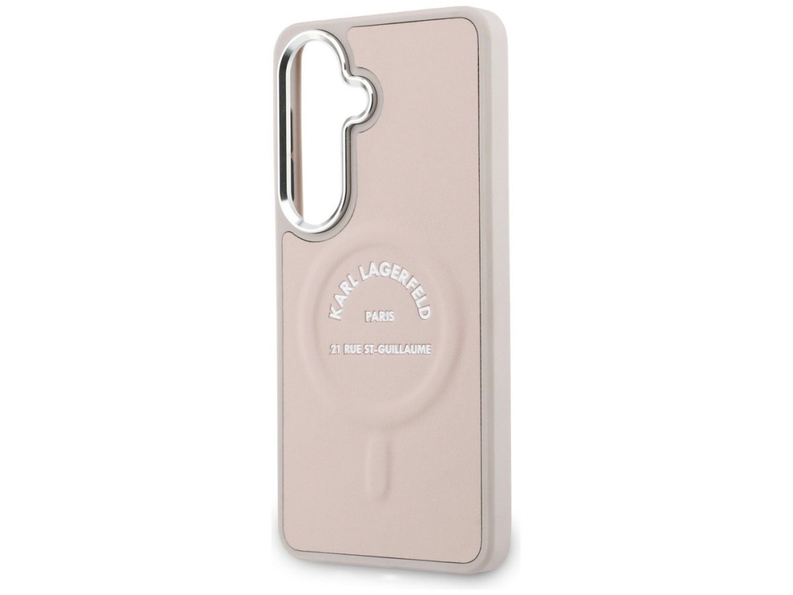 Karl Lagerfeld Embossed Ring RSG Logo MagSafe Case for Samsung Galaxy S26 - Pink