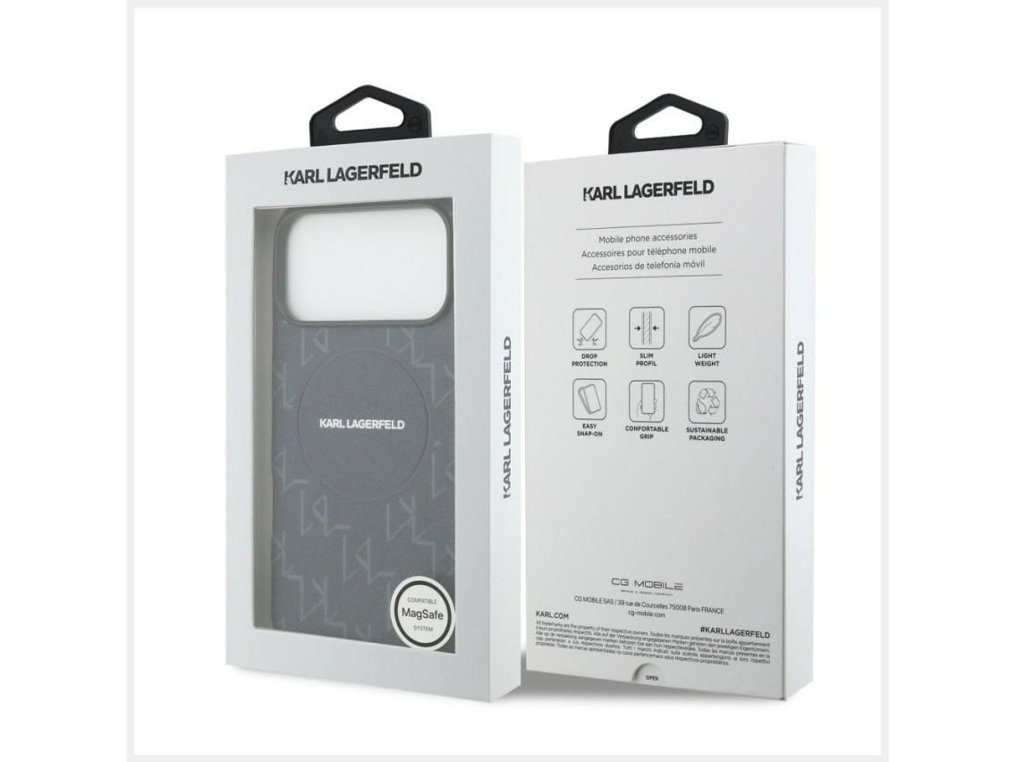 Karl Lagerfeld Monogram Logo MagSafe Case for iPhone 17 Pro Max - Blue