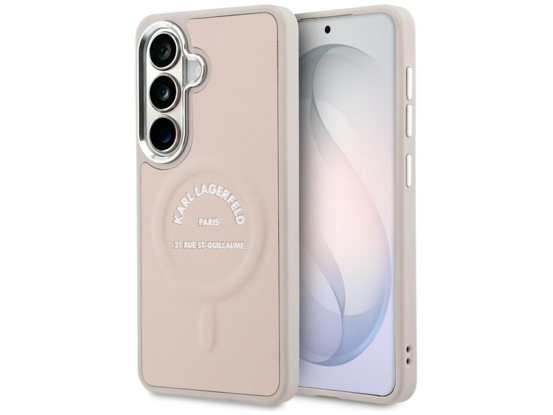 Karl Lagerfeld Embossed Ring RSG Logo MagSafe Case for Samsung Galaxy S26 - Pink