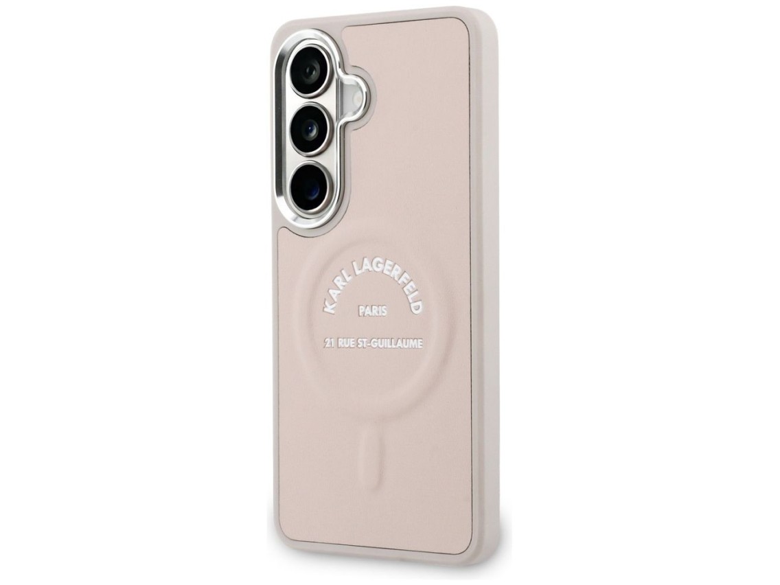 Karl Lagerfeld Embossed Ring RSG Logo MagSafe Case for Samsung Galaxy S26 - Pink